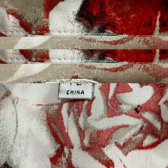 NWOT TAHARI || Beige Floral Print Retro Shirt size Petite Large - Picture 8 of 9